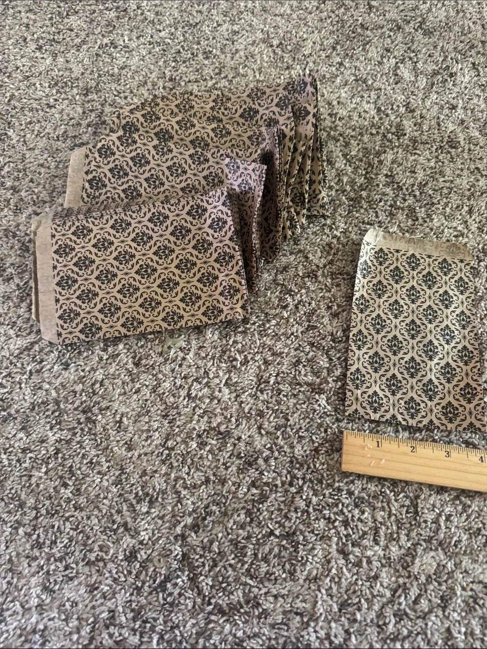 Decorative Damask Paper Bag - Brown and Black 150 bags
